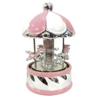 Zdjęcie Piękna różowa pozytywka - karuzela ze światełkami LED