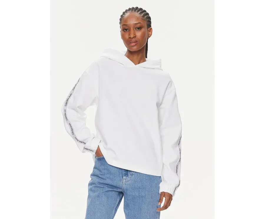 obrazek 1 Calvin Klein Jeans Bluza Logo Elastic Hoodie J20J223078 Biały Regular Fit