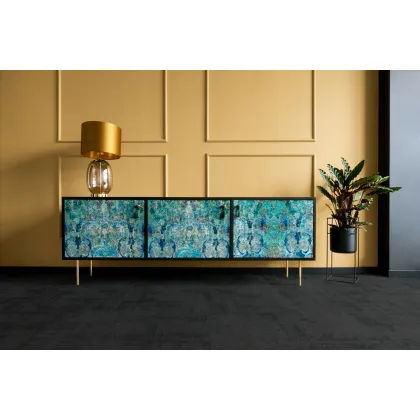 Picture A unique chest of drawers made of veneer, brass and the highest quality fabric - Spilla Marocchina