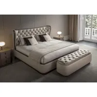 Picture Italian bed with upholstered headboard