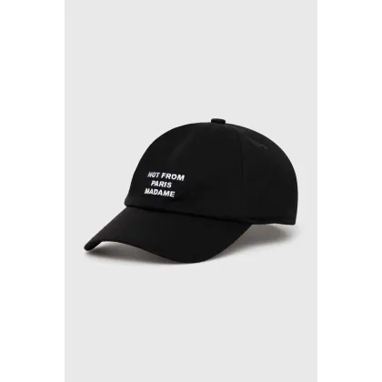 Zdjęcie Drôle de Monsieur czapka z daszkiem bawełniana La Casquette Slogan kolor czarny z aplikacją PERM-CP151-CO138-BL