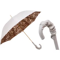Picture Prestigious white women's umbrella decorated with a leopard skin pattern - Pasotti