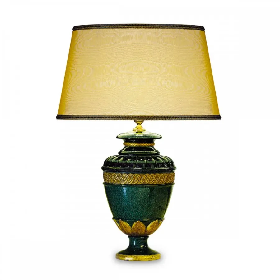 obrazek 1 Duża lampa stołowa z reliefami z glazurowanej ceramiki H.49xL.29xP.29 cm