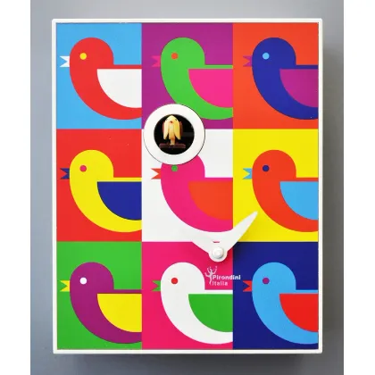 Picture A colorful wall or counter clock with a cuckoo as a decoration for your home or office