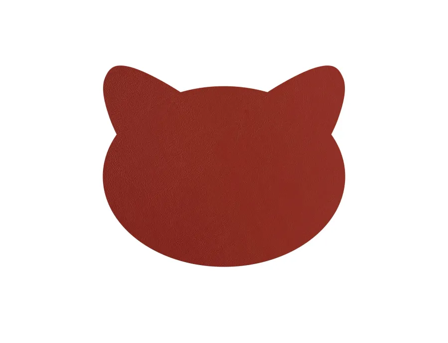 obrazek 3 Wyjątkowa podkładka na stół z wzorem głowy kota w kolorze koniakowym i bordowym