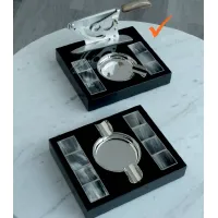 Zdjęcie Oryginalna popielniczka i obcinacz do cygara - niklowany mosiądz