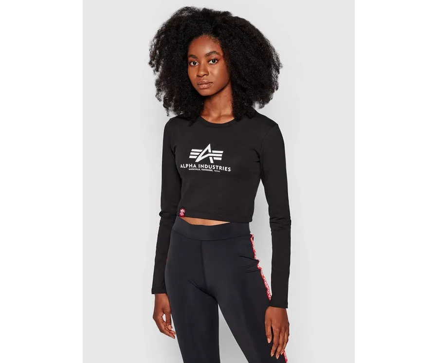 obrazek 1 Alpha Industries Bluzka Basic Cropped 116076 Czarny Slim Fit