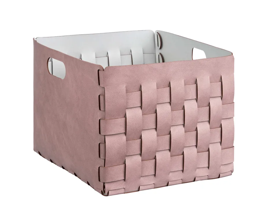 obrazek 1 Kosz Bottega 35x40xH30 cm w wyjątkowym kolorze pudrowego różu