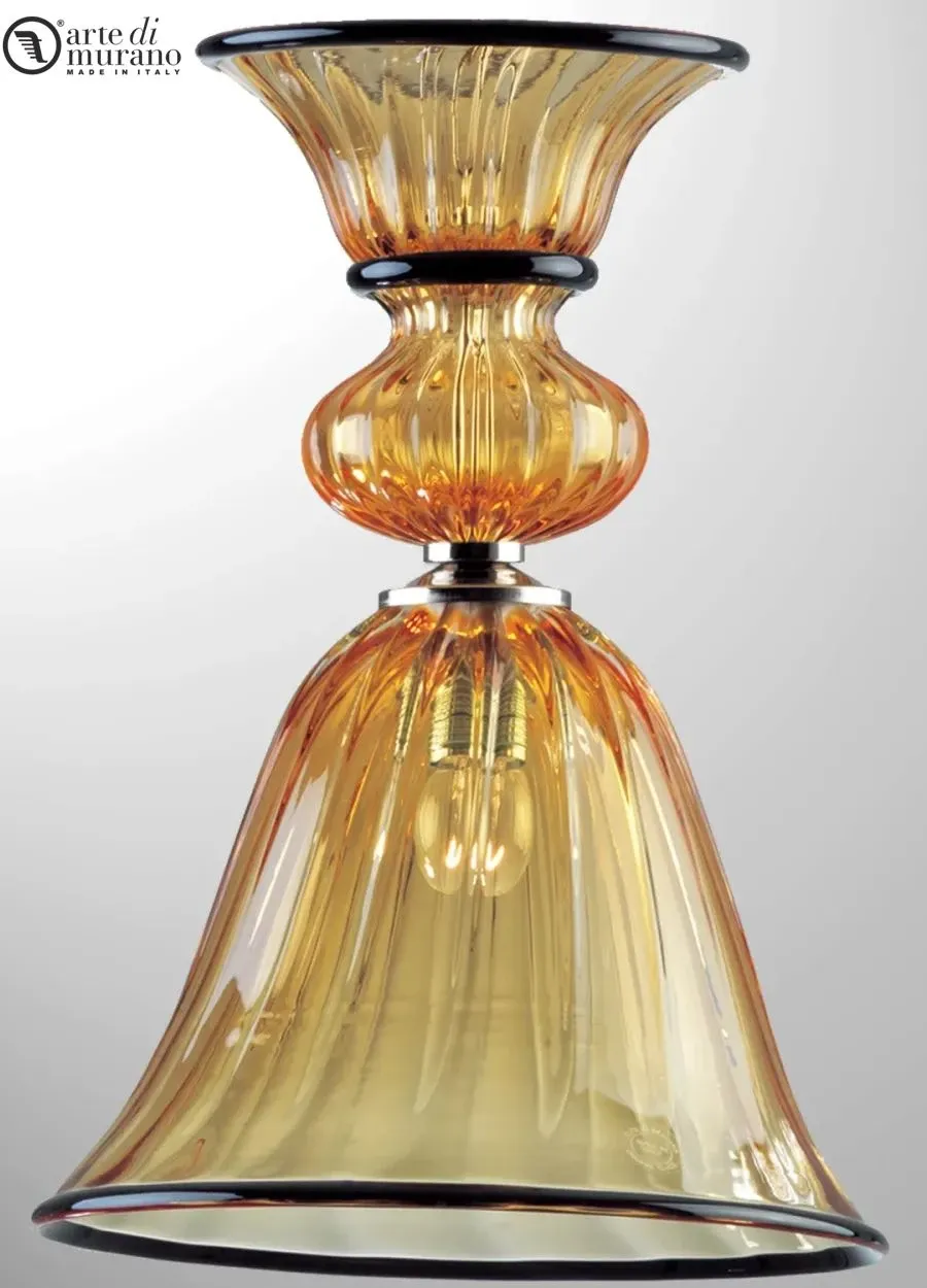 obrazek 1 Szykowna wisząca lampa w kształcie dzowna w kolorze złota ze szkła Murano