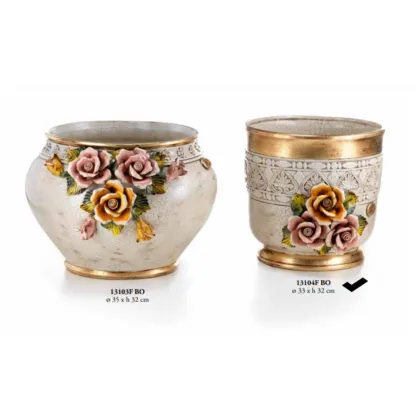 Picture Cylindrical pot with flowers - Valle d'oro Patchi