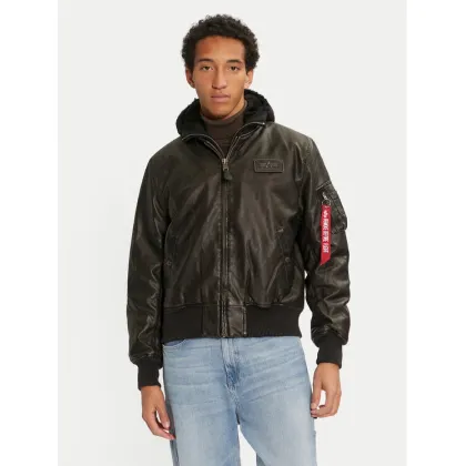 Zdjęcie Alpha Industries Kurtka z imitacji skóry 123106 Czarny Regular Fit