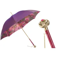 Picture Stylish purple women's umbrella with a floral decorative motif - Pasotti