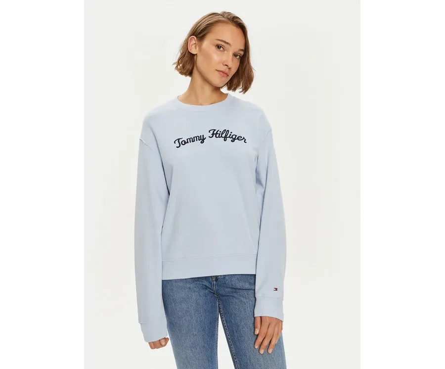 obrazek 1 Tommy Hilfiger Bluza Modern Script WW0WW42615 Błękitny Regular Fit