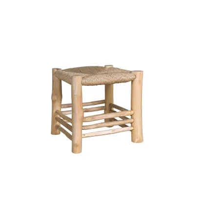 Zdjęcie Unikalny stołek ogrodowy wykonany z naturalnego drewna tekowego