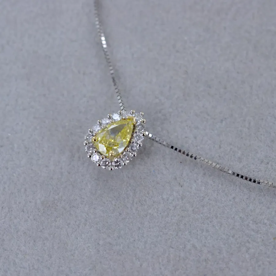obrazek 5 Piękny włoski naszyjnik z żółtym diamentem w kształcie kropli