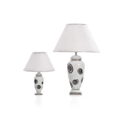Zdjęcie Biała lampa nocna z porcelany z dwukolorowym zdobieniem