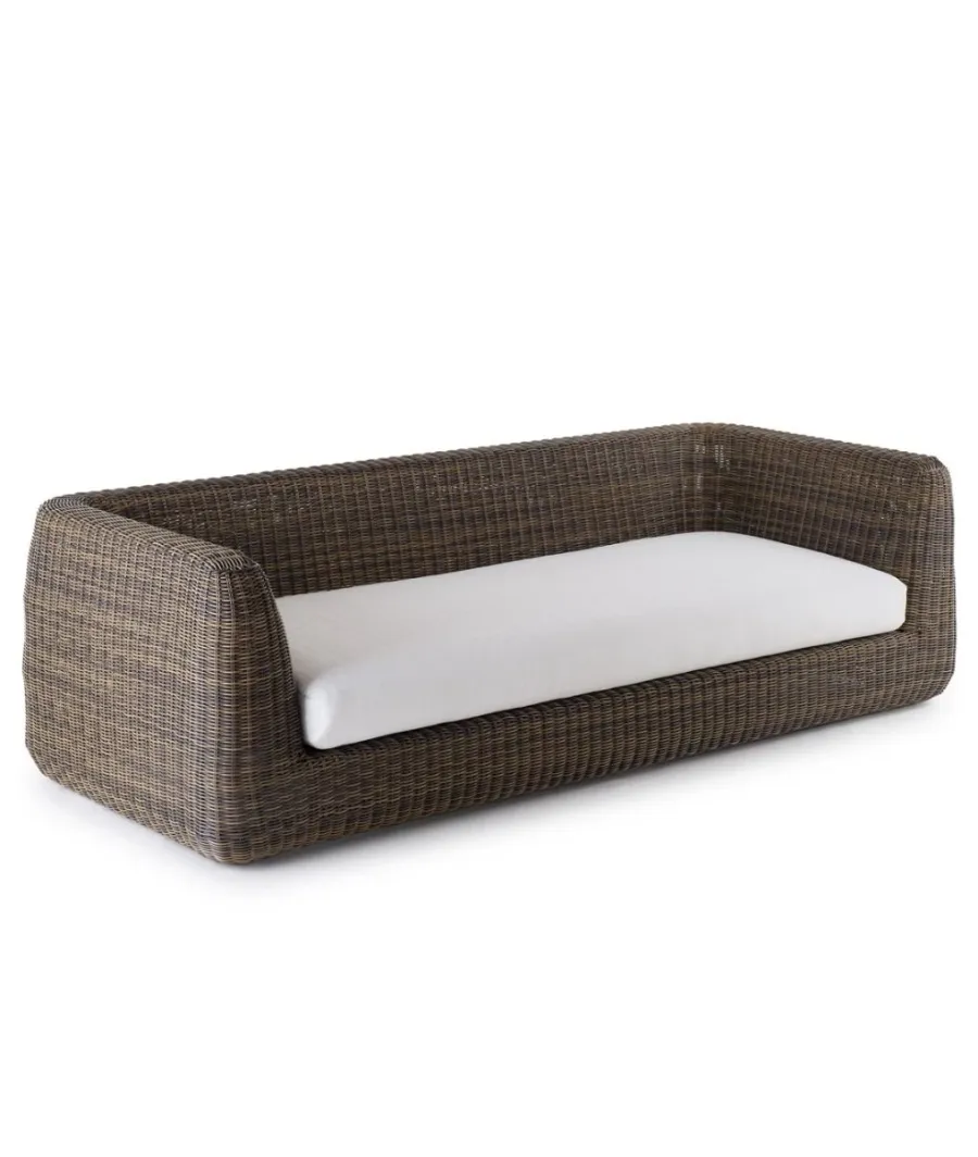 obrazek 1 Wyjątkowa trzyosobowa sofa w kolorze tropikalnego brązu bez poduszki na taras