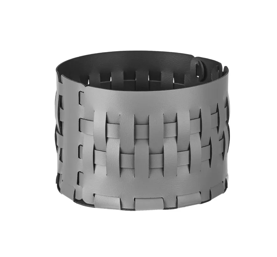 obrazek 1 Wyjątkowy okrągły kosz Bottega-15 Ø20xH12 cm w kolorze szarym