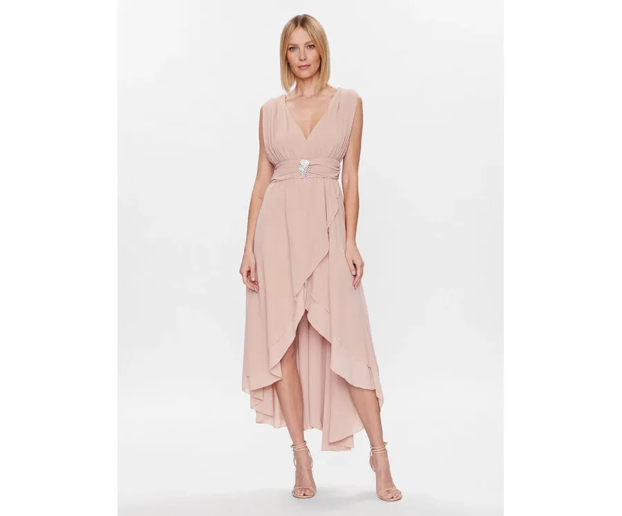 obrazek 1 ViCOLO Sukienka koktajlowa TE0064 Beżowy Regular Fit