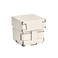 Picture Original white Bottega basket 12x12xH13 cm with braided leather walls