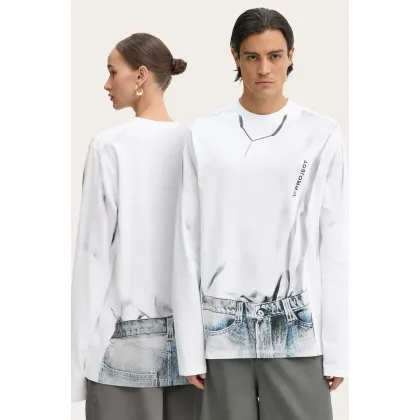 Zdjęcie Y/Project longsleeve bawełniany YP TROMPE L'OEIL LONG SLEEVE T-SHIRT kolor biały 204TS021