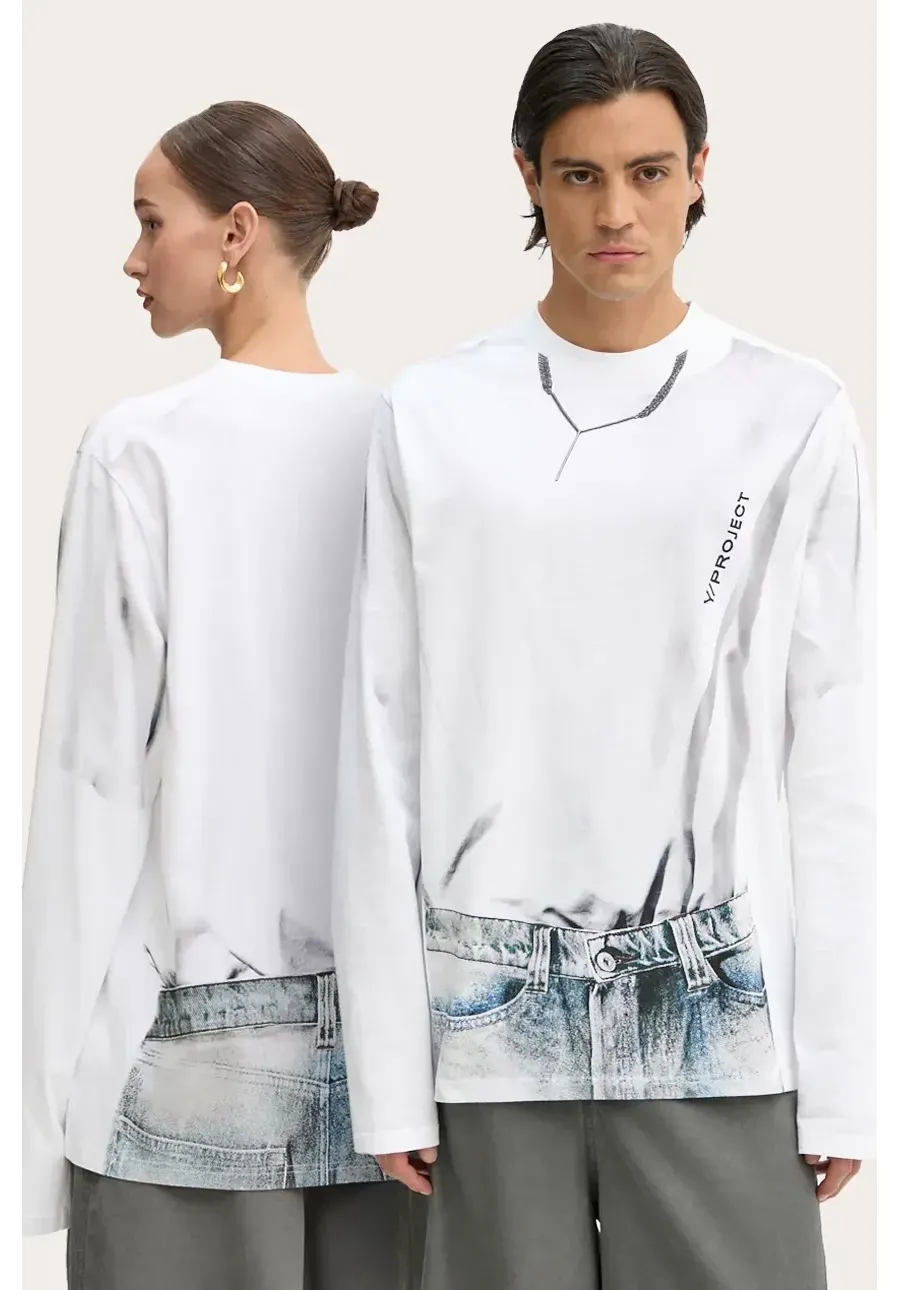 obrazek 1 Y/Project longsleeve bawełniany YP TROMPE L'OEIL LONG SLEEVE T-SHIRT kolor biały 204TS021