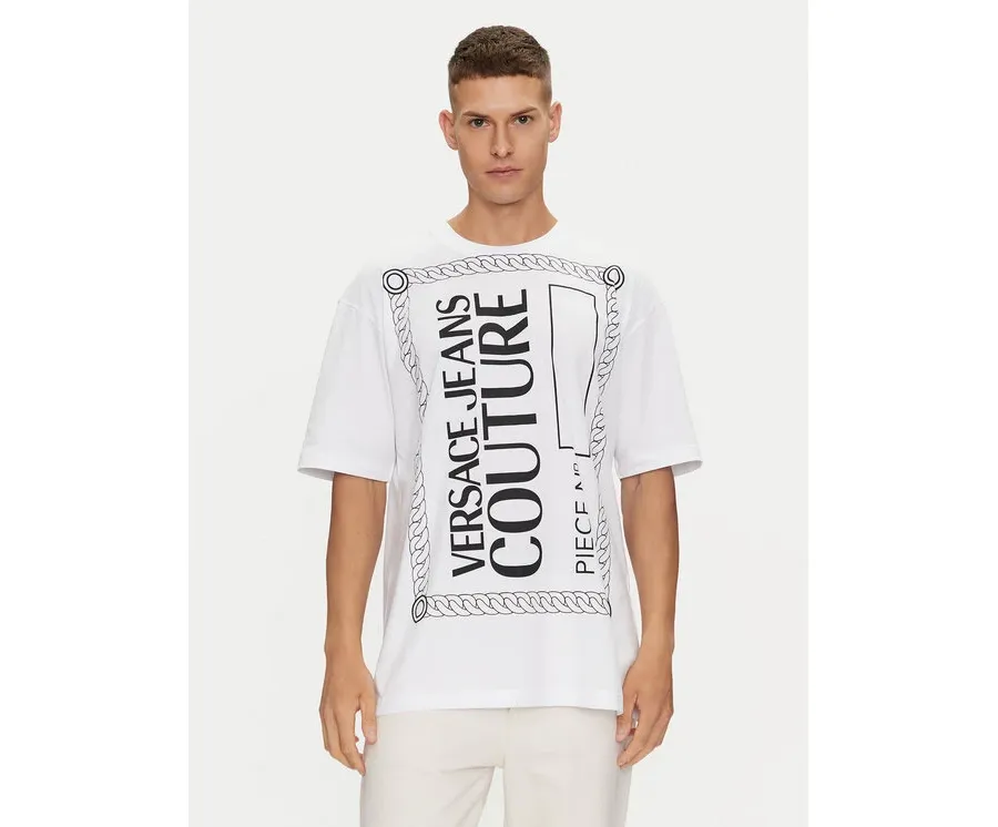 obrazek 1 Versace Jeans Couture T-Shirt 76GAHE04 Biały Regular Fit