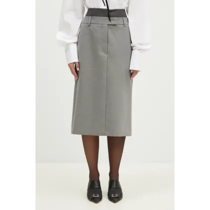 Zdjęcie Sportmax spódnica wełniana Alceste kolor szary midi prosta 2422106062600
