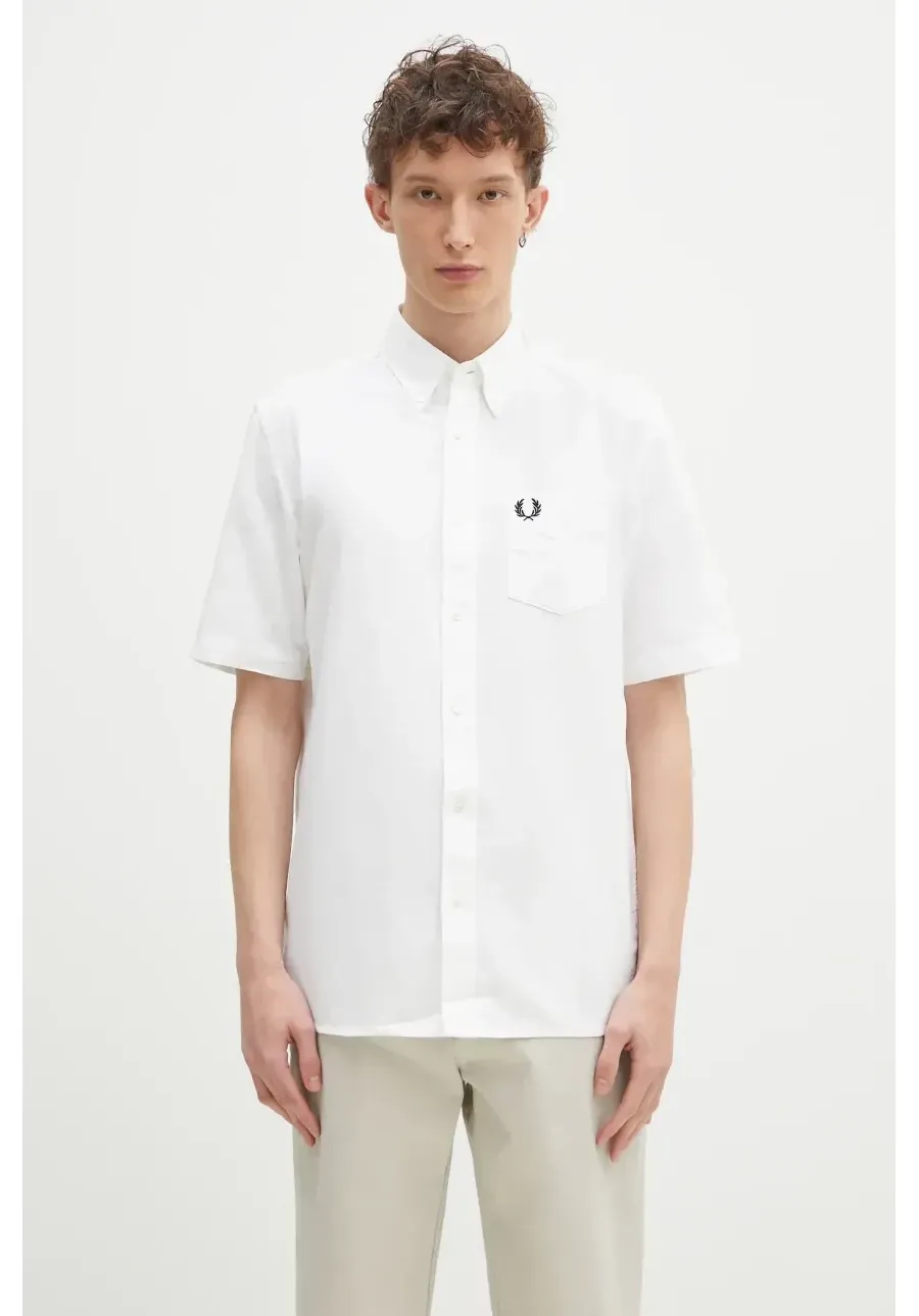 obrazek 1 Fred Perry koszula bawełniana męska kolor biały regular z kołnierzykiem button-down M8730.100