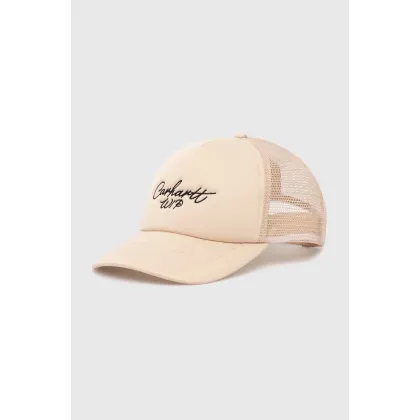 Zdjęcie Carhartt WIP czapka z daszkiem Signature Trucker Cap kolor beżowy z aplikacją I034024.2BKXX