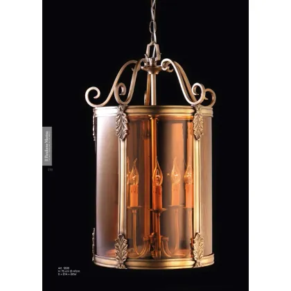 Zdjęcie Luksusowa lampa-latarnia z mosiądzu i bursztynowego szkła - Il Paralume Marina