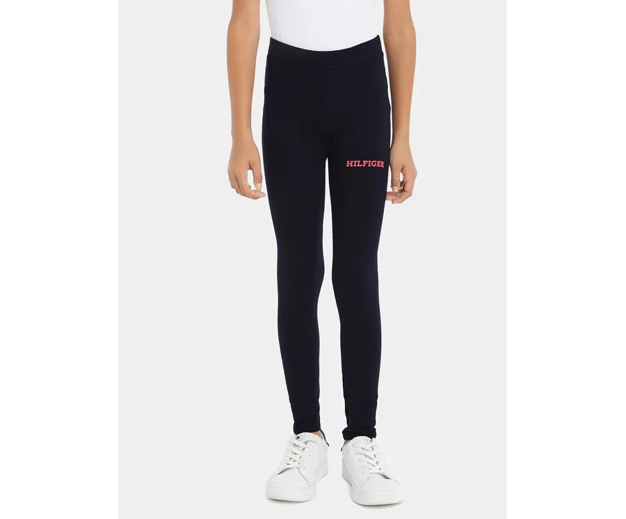 obrazek 1 Tommy Hilfiger Legginsy Monotype KG0KG07880 D Granatowy Slim Fit