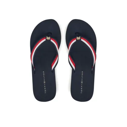Zdjęcie Tommy Hilfiger Japonki Th Corporate Wedge Beach Sandal FW0FW08520 Granatowy