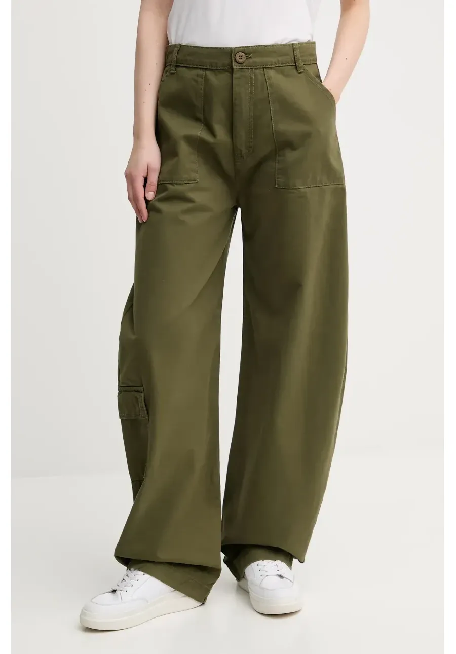 obrazek 1 Alpha Industries spodnie bawełniane Field Pant kolor zielony szerokie high waist 148021