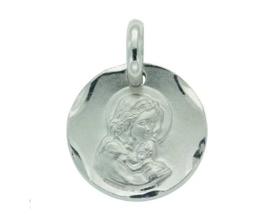 obrazek 1 Piękny medalik Madonna z Dzieciątkiem śr. 13mm.