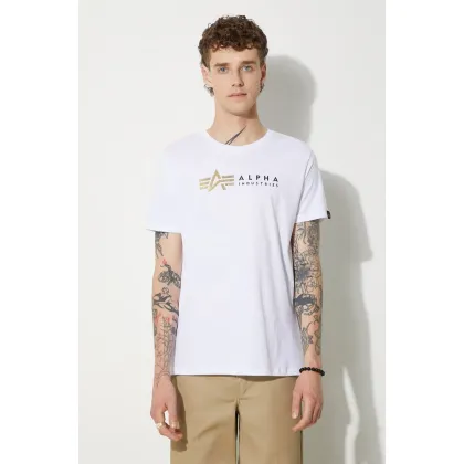 Zdjęcie Alpha Industries t-shirt bawełniany Label kolor biały z nadrukiem 118502FP 09 118502FP.09-BIALY
