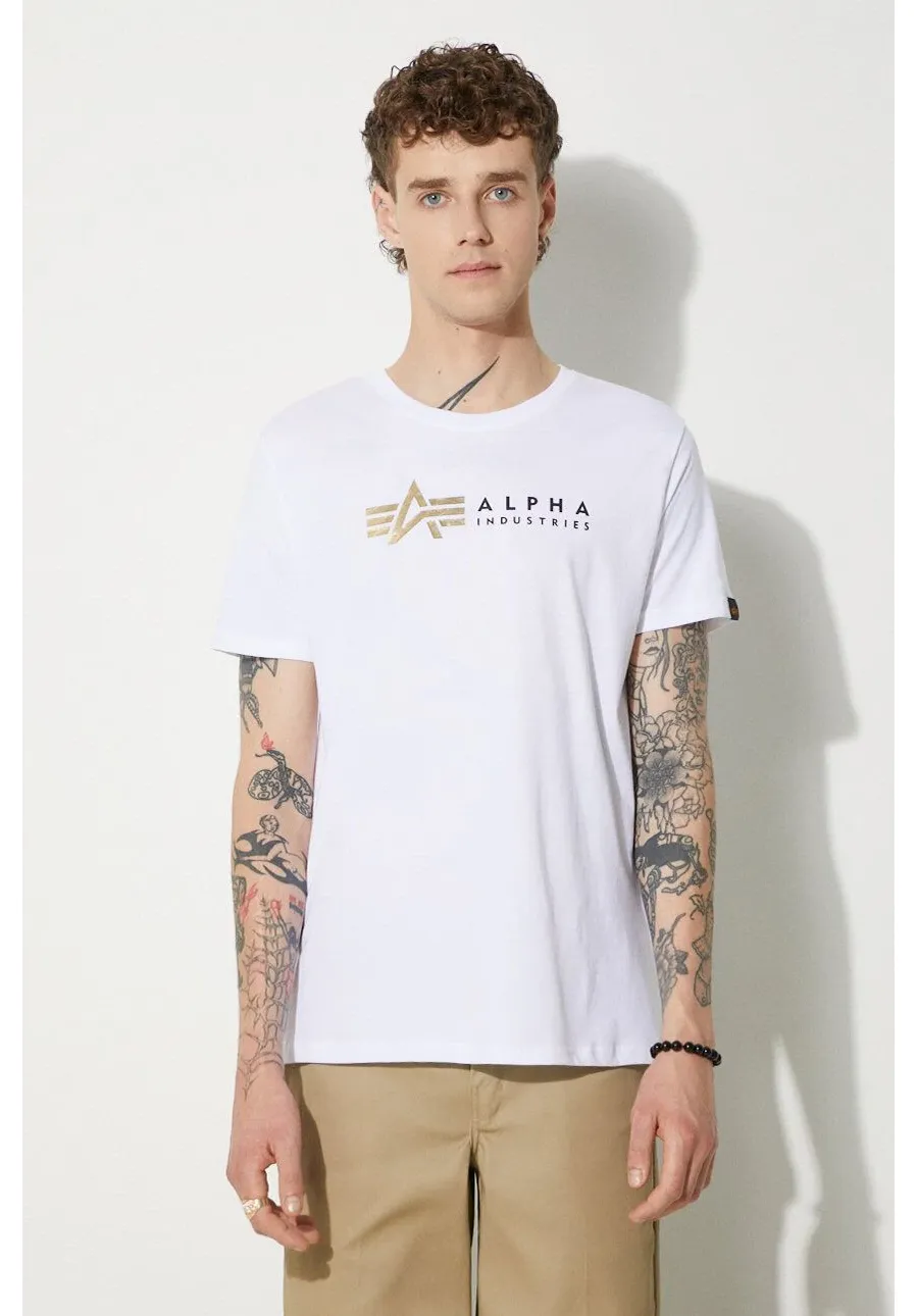 obrazek 1 Alpha Industries t-shirt bawełniany  Label kolor biały z nadrukiem 118502FP 09 118502FP.09-BIALY
