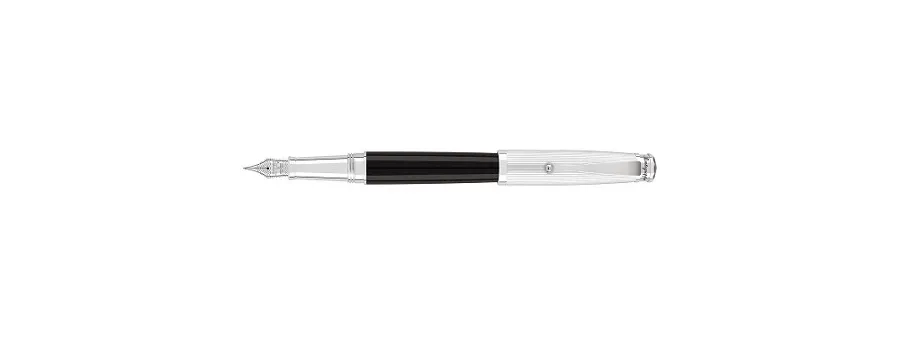 picture 2 Masterfully Made Fountain Pen Striped Silver and Resin - Memoria Montegrappa