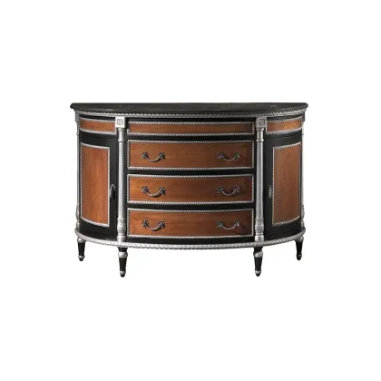 Picture ANGELES bathroom cabinet - glossy black lacquer/silver details, marble - Collecion Alexandra