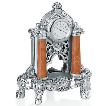 Picture Silver plated clock with marble