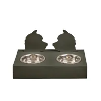 Picture Leather set of dog bowls 40x22xH7.5 cm, dark olive