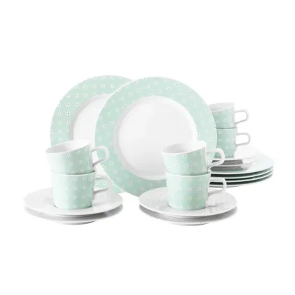 Zdjęcie Stylowy 18-elementowy serwis kawowy z porcelany z Niemiec - Seltmann Weiden