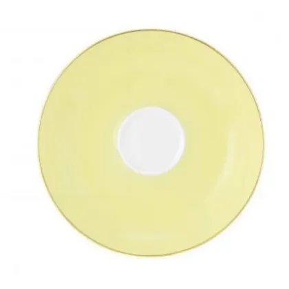 Zdjęcie Luksusowy porcelanowy 13,5-centymetrowy spodek z żółto złotym zdobieniem – Tettau