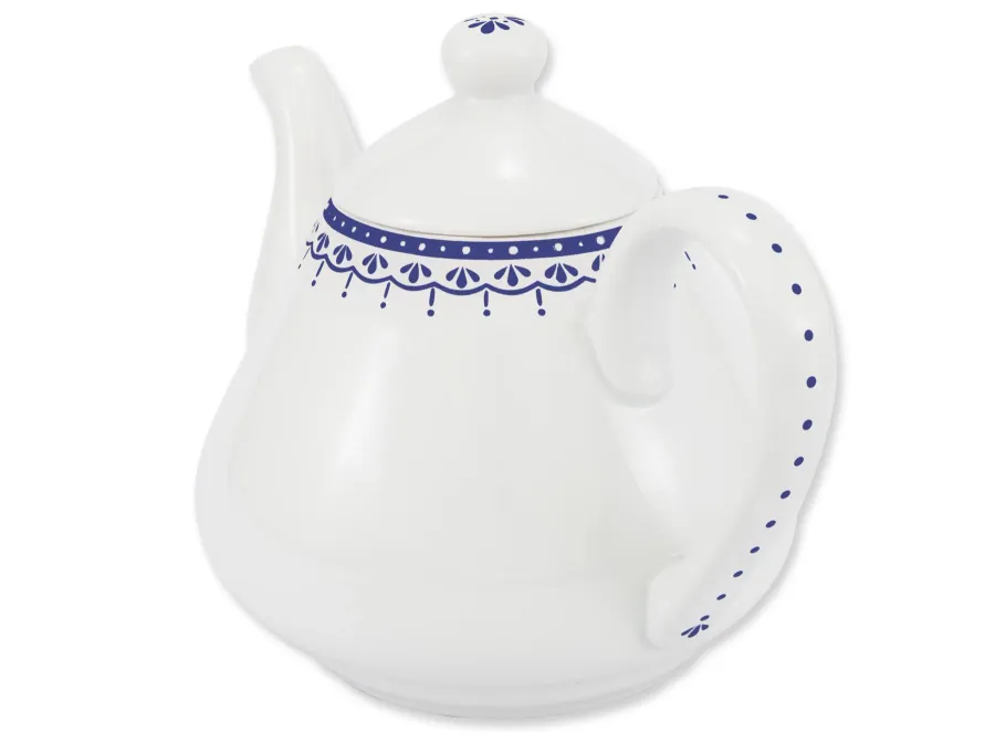 obrazek 3 Stylowy porcelanowy imbryk z delikatnym zdobieniem w kolorze niebieskim - Leander
