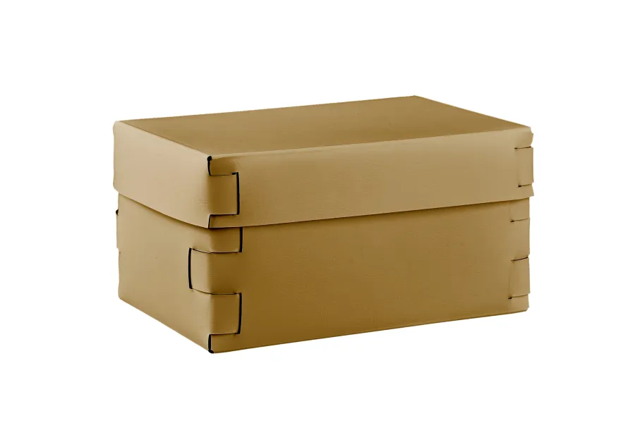 obrazek 1 Stylowe skórzane pudełko Snob do przechowywania 25x15xH13,5 cm w kolorze musztardowym