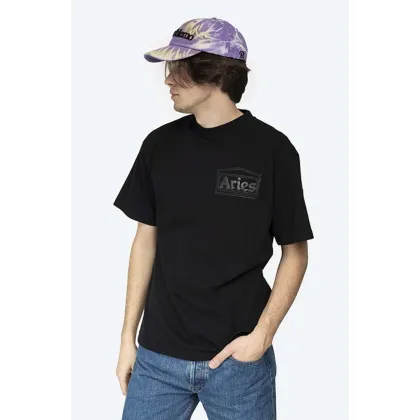 Zdjęcie Aries t-shirt bawełniany Temple Ss Tee kolor czarny z nadrukiem AR60000-BLACK