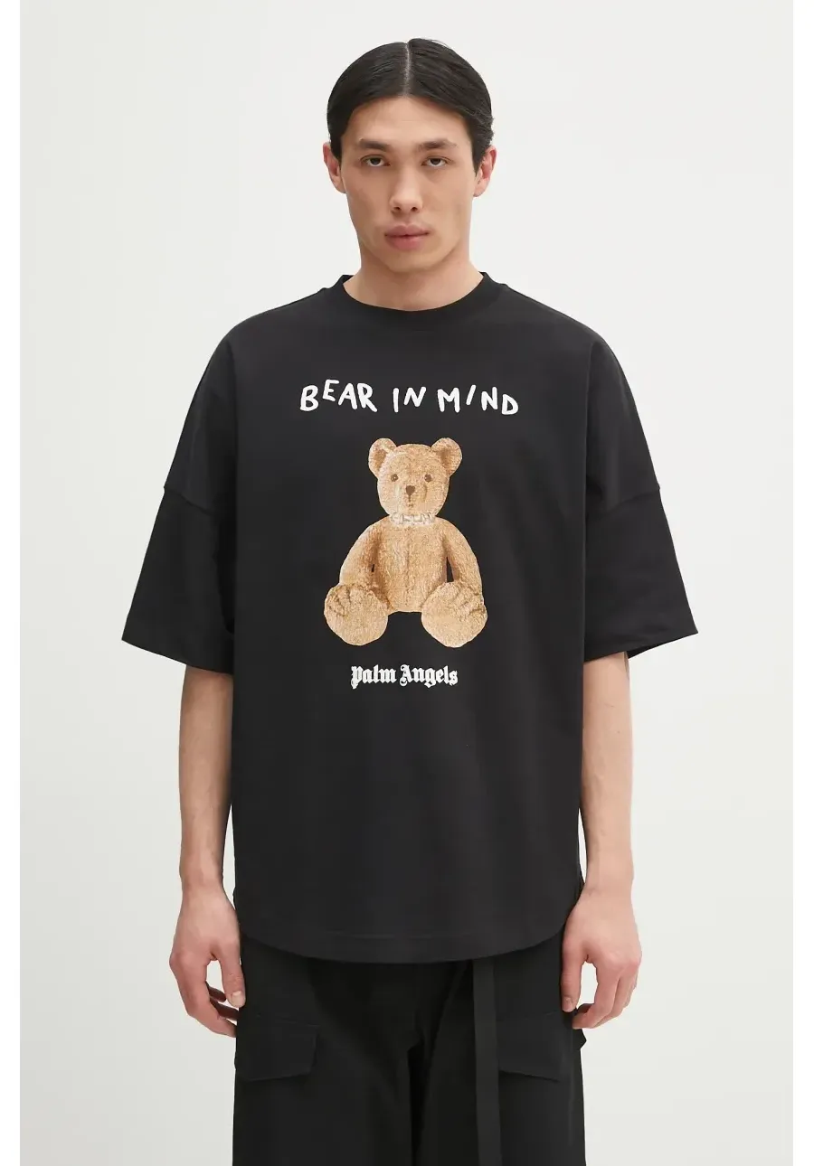 obrazek 1 Palm Angels t-shirt bawełniany Bear In Mind Over męski kolor czarny z nadrukiem PMAA002S25JER0021060