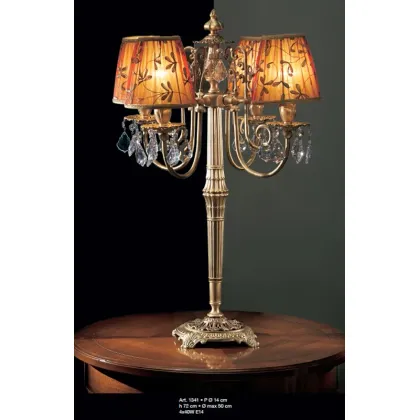 Picture Antique gold and brass four-light lamp with conical shades – Il Paralume Marina