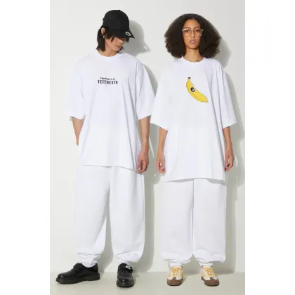 Zdjęcie VETEMENTS spodnie dresowe Embroidered Logo Sweatpants kolor biały gładkie UE64SP600W