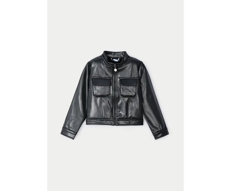 obrazek 1 Mayoral Kurtka z imitacji skóry 4483 Czarny Regular Fit